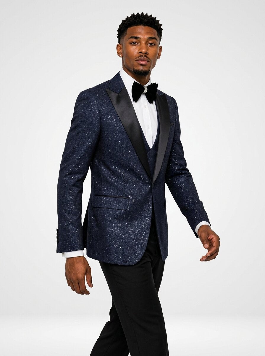 Men's Sparkly Slim Fit 3 Piece Suit for Prom Homecoming Stage Performance