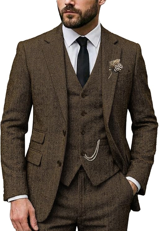 Men's Tweed Herringbone Vintage Suit