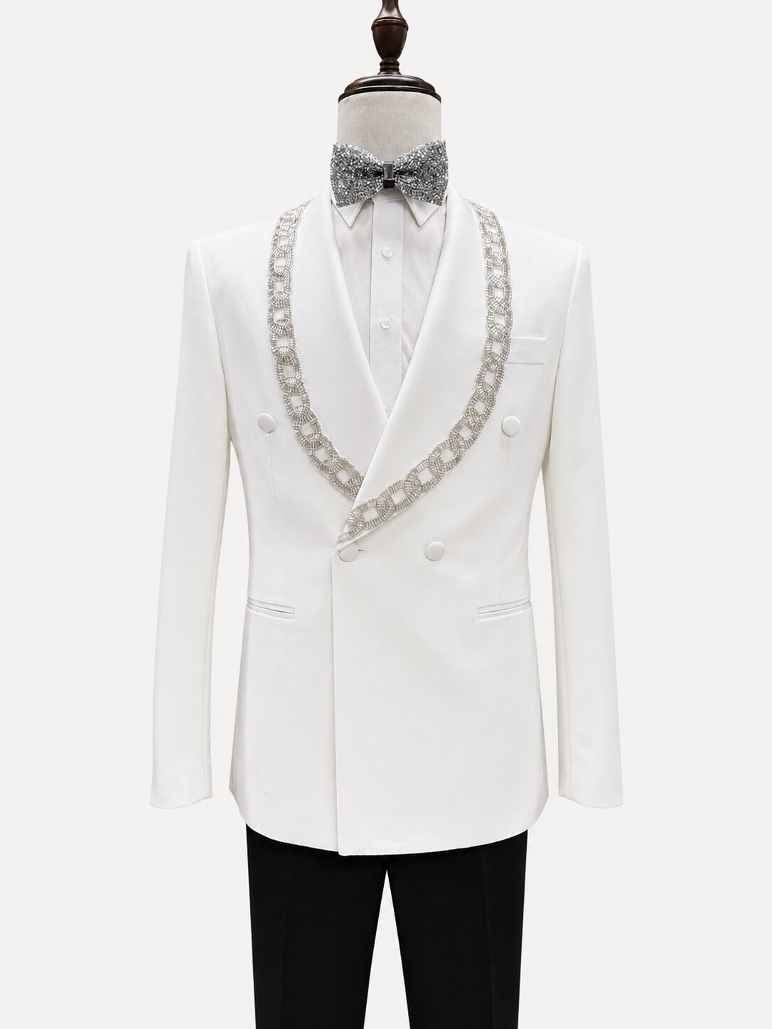 Luxury Crystal Shawl Lapel Double-Breasted Tuxedo Set