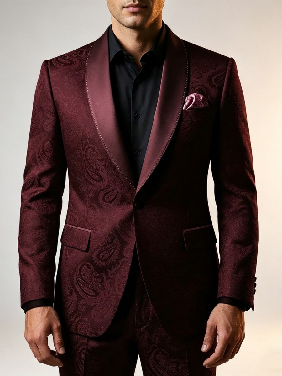 Men’s 2 Piece Paisley Tuxedo Shawl Lapel